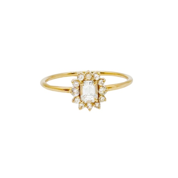 Stone & Strand Halo White Sapphire Ring - Picture 1 of 5